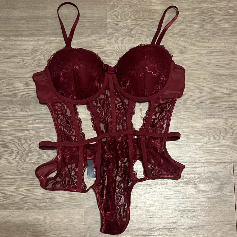 NWT Spencer’s Body Rage Maroon Sexy Lingerie Size L